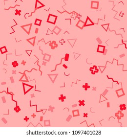 Memphis background.  Abstract background with different  color figures for poster or card. Abstract memphis background with geometric colorful figures for your design. Vector texture.