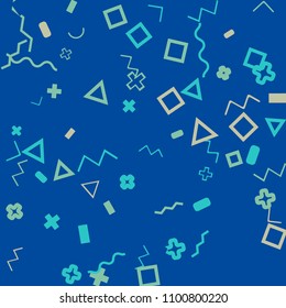 Memphis background.  Abstract background with different  color figures for card or banner. Abstract memphis background with geometric colorful figures for your design. Vector texture.