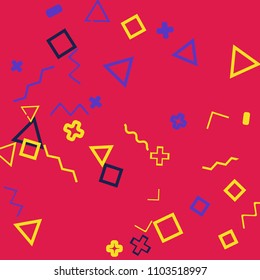 Memphis background.  Abstract background with different  color figures for mobile application or card. Abstract memphis background with geometric colorful figures for your design. Vector texture.