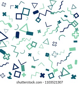 Memphis background.  Abstract background with different color figures for mobile application or poster. Memphis background with figures of different forms and colors for your design. Vector texture.