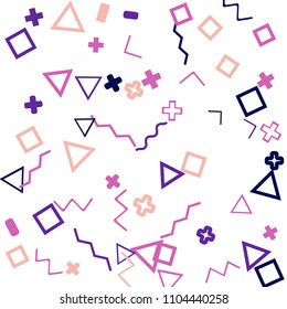 Memphis background.  Abstract background with different color figures for poster or print. Memphis background with figures of different forms and colors for your design. Vector texture.