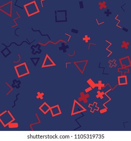 Memphis background.  Abstract background with different  color figures for mobile application or card. Abstract memphis background with geometric colorful figures for your design. Vector texture.