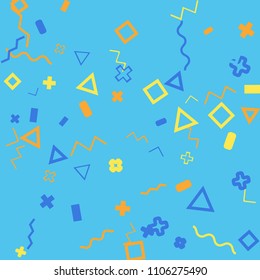 Memphis background.  Abstract background with different  color figures for mobile application or card. Abstract memphis background with geometric colorful figures for your design. Vector texture.