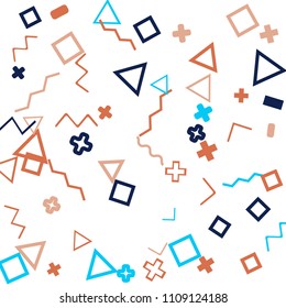 Memphis background.  Abstract background with different color figures for mobile application or poster. Memphis background with figures of different forms and colors for your design. Vector texture.