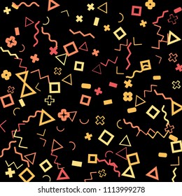 Memphis background.  Abstract background with different color figures for poster or print. Memphis background with figures of different forms and colors for your design. Vector texture.