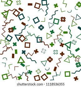 Memphis background.  Abstract background with different color figures for print or mobile application. Memphis background with figures of different forms and colors for your design. Vector texture.