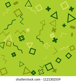 Memphis background.  Abstract background with different  color figures for print or card. Abstract memphis background with geometric colorful figures for your design. Vector texture.