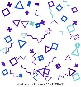 Memphis background.  Abstract background with different color figures for poster or print. Memphis background with figures of different forms and colors for your design. Vector texture.
