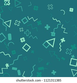 Memphis background.  Abstract background with different  color figures for poster or card. Abstract memphis background with geometric colorful figures for your design. Vector texture.