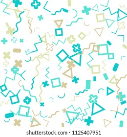 Memphis background.  Abstract background with different color figures for print or mobile application. Memphis background with figures of different forms and colors for your design. Vector texture.