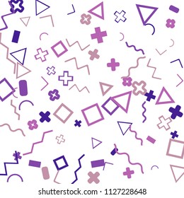 Memphis background.  Abstract background with different color figures for card or banner. Memphis background with figures of different forms and colors for your design. Vector texture.