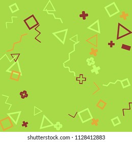 Memphis background.  Abstract background with different  color figures for print or card. Abstract memphis background with geometric colorful figures for your design. Vector texture.