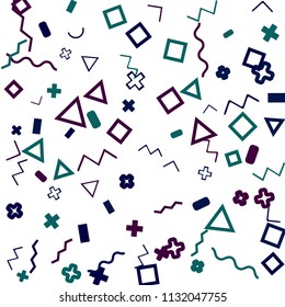Memphis background.  Abstract background with different color figures for card or banner. Memphis background with figures of different forms and colors for your design. Vector texture.