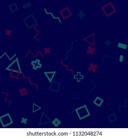 Memphis background.  Abstract background with different  color figures for mobile application or card. Abstract memphis background with geometric colorful figures for your design. Vector texture.