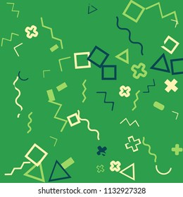 Memphis background.  Abstract background with different  color figures for print or card. Abstract memphis background with geometric colorful figures for your design. Vector texture.