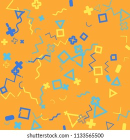 Memphis background.  Abstract background with different  color figures for mobile application or card. Abstract memphis background with geometric colorful figures for your design. Vector texture.