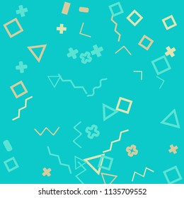 Memphis background.  Abstract background with different  color figures for card or banner. Abstract memphis background with geometric colorful figures for your design. Vector texture.