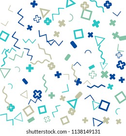 Memphis background.  Abstract background with different color figures for mobile application or poster. Memphis background with figures of different forms and colors for your design. Vector texture.