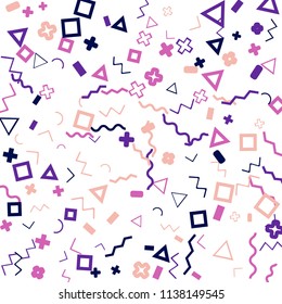 Memphis background.  Abstract background with different color figures for mobile application or poster. Memphis background with figures of different forms and colors for your design. Vector texture.
