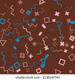 Memphis background.  Abstract background with different  color figures for mobile application or card. Abstract memphis background with geometric colorful figures for your design. Vector texture.