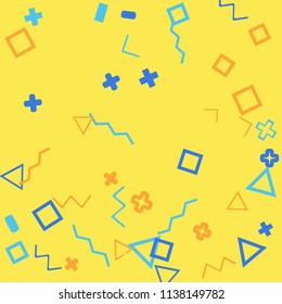 Memphis background.  Abstract background with different  color figures for mobile application or card. Abstract memphis background with geometric colorful figures for your design. Vector texture.