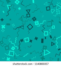 Memphis background.  Abstract background with different  color figures for card or banner. Abstract memphis background with geometric colorful figures for your design. Vector texture.