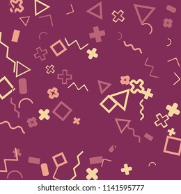 Memphis background.  Abstract background with different  color figures for poster or card. Abstract memphis background with geometric colorful figures for your design. Vector texture.