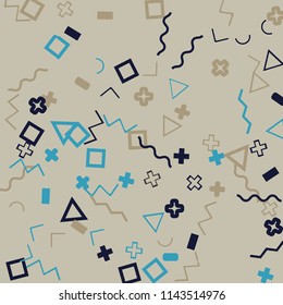 Memphis background.  Abstract background with different  color figures for card or banner. Abstract memphis background with geometric colorful figures for your design. Vector texture.