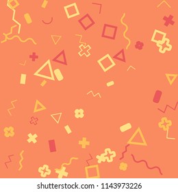 Memphis background.  Abstract background with different  color figures for poster or card. Abstract memphis background with geometric colorful figures for your design. Vector texture.