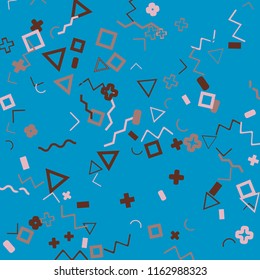 Memphis background.  Abstract background with different  color figures for print or card. Abstract memphis background with geometric colorful figures for your design. Vector texture.