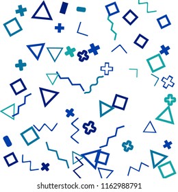 Memphis background.  Abstract background with different color figures for poster or print. Memphis background with figures of different forms and colors for your design. Vector texture.