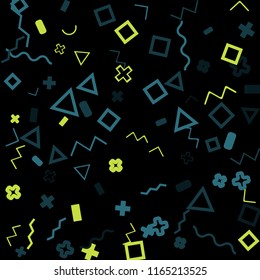 Memphis background.  Abstract background with different color figures for mobile application or poster. Memphis background with figures of different forms and colors for your design. Vector texture.