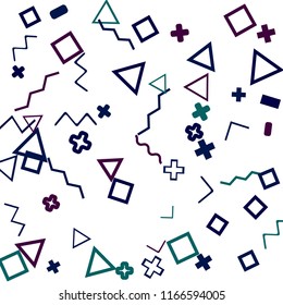 Memphis background.  Abstract background with different color figures for print or mobile application. Memphis background with figures of different forms and colors for your design. Vector texture.