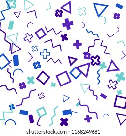 Memphis background.  Abstract background with different color figures for print or mobile application. Memphis background with figures of different forms and colors for your design. Vector texture.