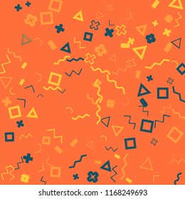 Memphis background.  Abstract background with different  color figures for mobile application or card. Abstract memphis background with geometric colorful figures for your design. Vector texture.