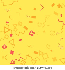 Memphis background.  Abstract background with different  color figures for card or banner. Abstract memphis background with geometric colorful figures for your design. Vector texture.