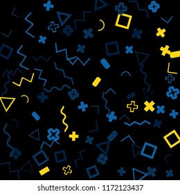 Memphis background.  Abstract background with different color figures for print or mobile application. Memphis background with figures of different forms and colors for your design. Vector texture.