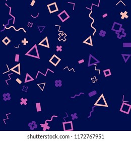 Memphis background.  Abstract background with different  color figures for mobile application or card. Abstract memphis background with geometric colorful figures for your design. Vector texture.