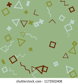 Memphis background.  Abstract background with different  color figures for poster or card. Abstract memphis background with geometric colorful figures for your design. Vector texture.