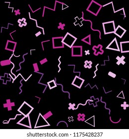 Memphis background.  Abstract background with different color figures for mobile application or poster. Memphis background with figures of different forms and colors for your design. Vector texture.
