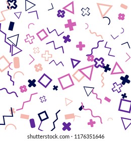 Memphis background.  Abstract background with different color figures for poster or print. Memphis background with figures of different forms and colors for your design. Vector texture.