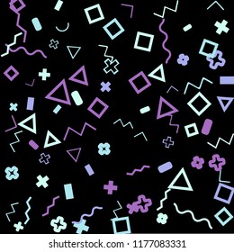 Memphis background.  Abstract background with different color figures for print or mobile application. Memphis background with figures of different forms and colors for your design. Vector texture.