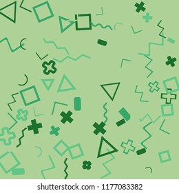 Memphis background.  Abstract background with different  color figures for poster or card. Abstract memphis background with geometric colorful figures for your design. Vector texture.