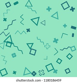 Memphis background.  Abstract background with different  color figures for print or card. Abstract memphis background with geometric colorful figures for your design. Vector texture.