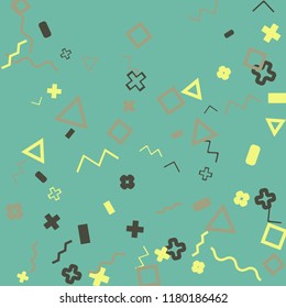 Memphis background.  Abstract background with different  color figures for print or card. Abstract memphis background with geometric colorful figures for your design. Vector texture.