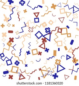 Memphis background.  Abstract background with different color figures for print or mobile application. Memphis background with figures of different forms and colors for your design. Vector texture.