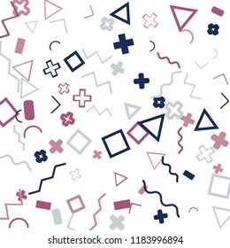 Memphis background.  Abstract background with different color figures for print or mobile application. Memphis background with figures of different forms and colors for your design. Vector texture.