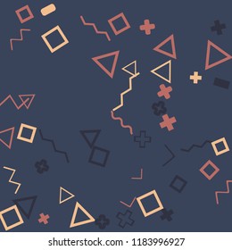 Memphis background.  Abstract background with different  color figures for poster or card. Abstract memphis background with geometric colorful figures for your design. Vector texture.