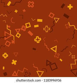Memphis background.  Abstract background with different  color figures for card or banner. Abstract memphis background with geometric colorful figures for your design. Vector texture.