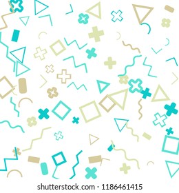Memphis background.  Abstract background with different color figures for poster or print. Memphis background with figures of different forms and colors for your design. Vector texture.